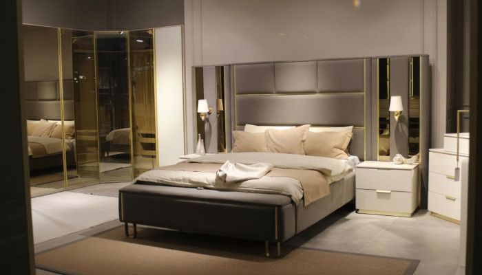 Cama 2x Mesitas de noche 3 pzas. Dormitorio Cama doble Diseño Muebles Madera Nuevo Juego