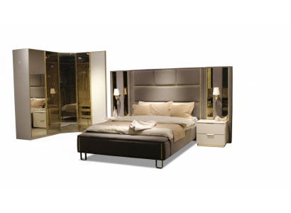 Juego de dormitorio de lujo Cama + 2 mesitas de noche + Banco Diseño Muebles 4 pzas. Nuevo