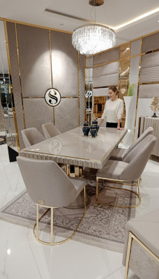 Conjunto de muebles modernos - 6 sillas de comedor - Sillas tapizadas de tela - Grupo de sillas