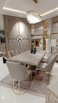 Conjunto de muebles modernos - 6 sillas de comedor - Sillas tapizadas de tela - Grupo de sillas