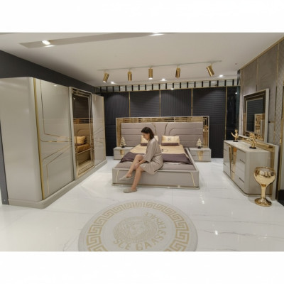 Dormitorio Cama completa 2x mesitas de noche Armario Cómoda con espejo