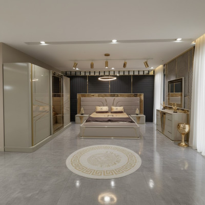 Dormitorio Cama completa 2x mesitas de noche Armario Cómoda con espejo
