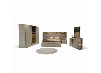Dormitorio Cama completa 2x mesitas de noche Armario Cómoda con espejo