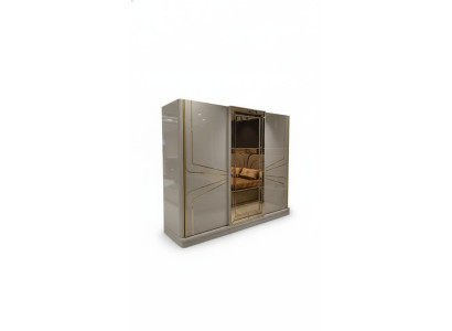 Moderno armario ropero de lujo madera gabinetes de vidrio alto brillo dormitorio.