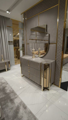 Cómoda con espejo moderna Cómoda con espejo de lujo Diseño moderno en el dormitorio