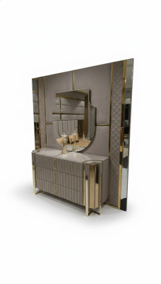 Cómoda con espejo moderna Cómoda con espejo de lujo Diseño moderno en el dormitorio