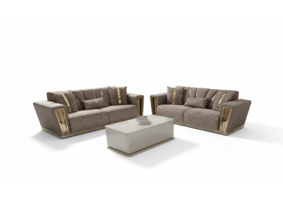 3+3 asientos Set de sofá moderno gris de tela Sofá de lujo completo de 3 plazas con sillones 2 piezas
