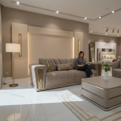 Sofá 3 plazas Textil Madera Moderno Sofá Tapizado Sofás Diseño Lujo Nuevo Sofá