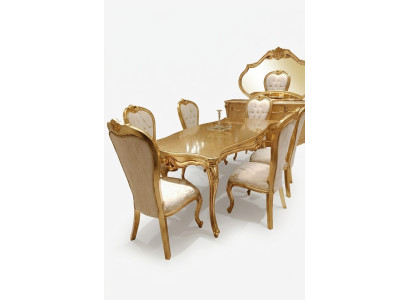 Diseño de comedor completo Mesa de comedor + 6 sillas Muebles clásicos Mesa de madera Nueva