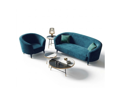 Tres plazas de tela de terciopelo Sofá conjunto de salón de diseño de asientos relajantes Sofás de salón