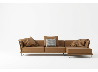 Sofá esquinero de forma L de cuero, salón, sofá relax, diseño sofá, sofá lounge, nuevo.