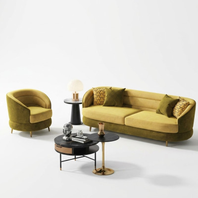 Relájese Diseño de asiento de sofá Lounge Sofás Sofá textil 3 plazas Tres plazas Terciopelo