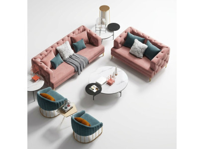 Rosa Chesterfield conjunto de sofás de diseño de la sala de estar sofás de 3 plazas + 2 plazas.