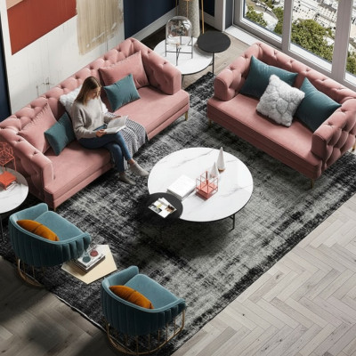 Sofá de diseño de tres plazas Relax Lounge Sofas Sofá textil de terciopelo de 3 plazas.