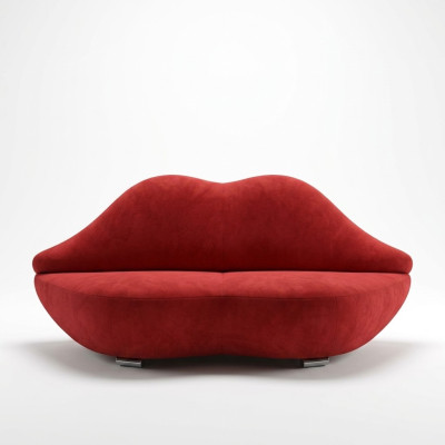 Sofá de labios de 2 plazas de terciopelo moderno acolchado, asiento de relajación de lujo, muebles nuevos de sofá.