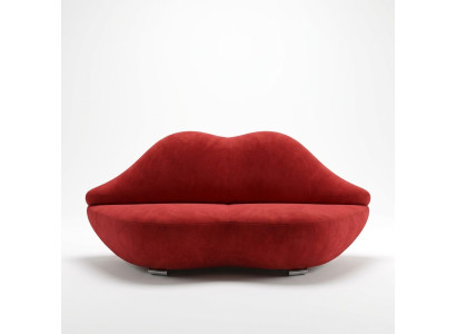 Sofá de labios de 2 plazas de terciopelo moderno acolchado, asiento de relajación de lujo, muebles nuevos de sofá.