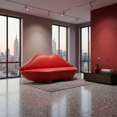 Sofá de labios 2 asientos acolchado moderno, asiento de relax lujo, muebles, sofás, sofá de dos plazas.