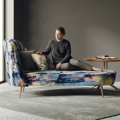 Tumbona Acolchada de Tela Moderna Asiento de Relax de Lujo Muebles para Salón