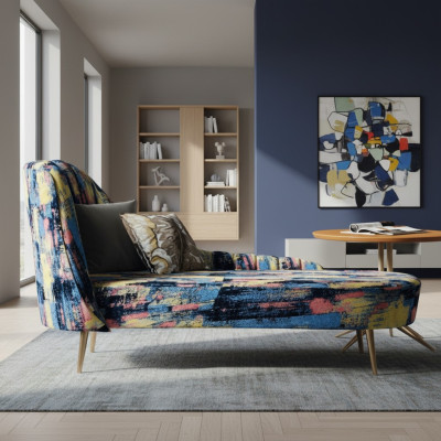 Tumbona Acolchada de Tela Moderna Asiento de Relax de Lujo Muebles para Salón