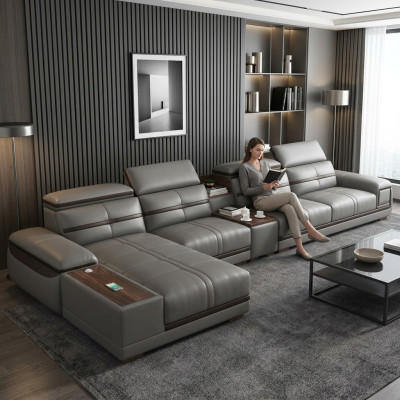 Sofá de esquina de salón, sofá en forma de L de estilo moderno, asiento de relax de lujo, muebles tapizados.