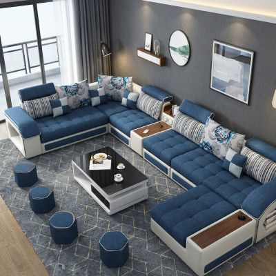 Sofá esquinero en forma de U, tapizado moderno, asientos de relajación, muebles de lujo, sofá de salón.