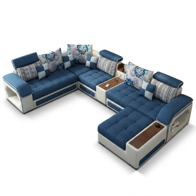 Sofá esquinero en forma de U, tapizado moderno, asientos de relajación, muebles de lujo, sofá de salón.