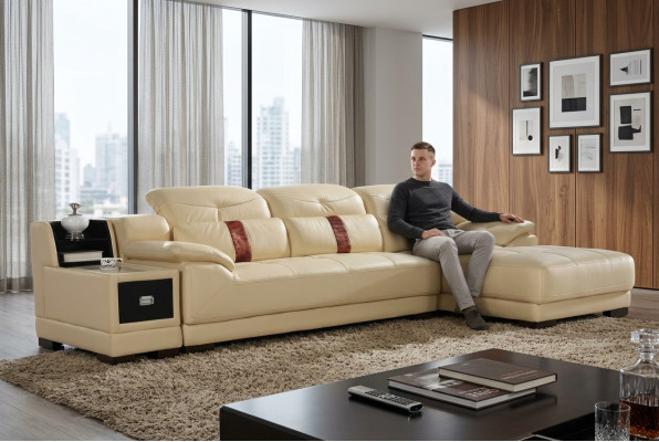 Conjunto de esquinero de lujo Sofá en forma de L Sofá tapizado Moderno Relájese Asiento Muebles Sofá de salón