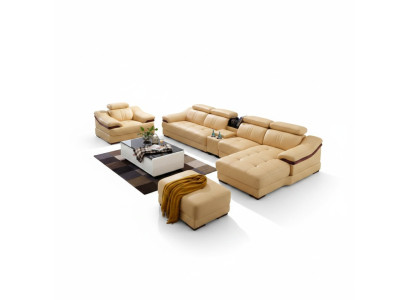 Conjunto de salón de lujo, sofá en forma de L en formato de esquina, moderno, cómodo, mobiliario de asiento.
