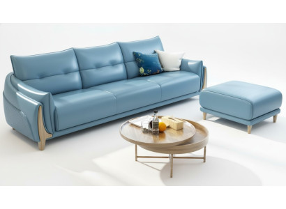 Sofá de 3 plazas moderno relax azul, asiento acolchado de lujo, nuevo.