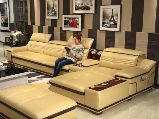 Sofá de esquina de lujo para muebles de asiento conjunto de sofás en forma de L acolchado sofá relajante nuevo