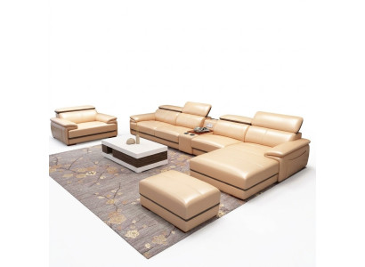 Relájese conjunto de esquina sofá en forma de L acolchado moderno asiento muebles salón lujoso.