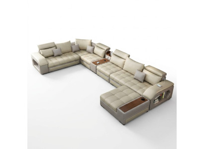 Sofá esquinero en forma de U, muebles de asiento, paisaje de vida de lujo, acolchado moderno, sofá relajante.