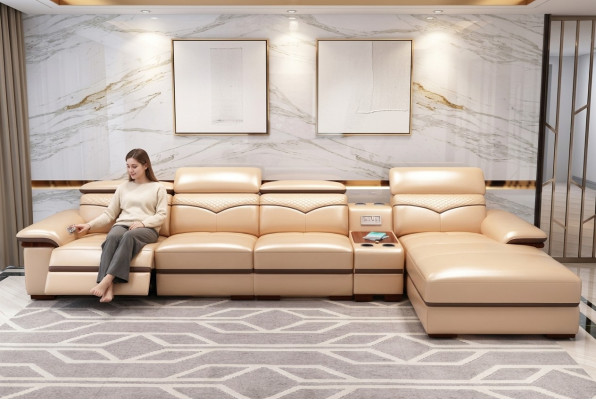 Sofá esquinero en forma de L acolchado moderno asiento de relax muebles sofá rinconera de lujo para la sala.