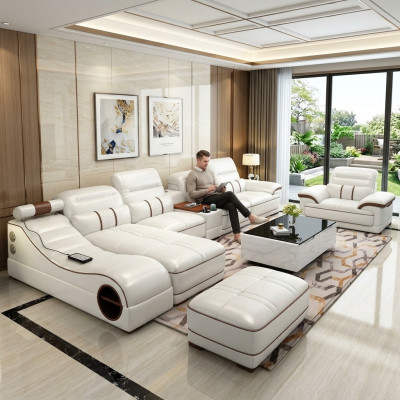 Conjunto de salón Sofá de lujo Sofá Esquina en forma de L Moderno Acolchado Relajante Asiento Mueble