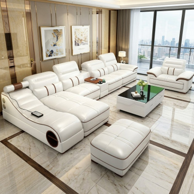 Conjunto de salón Sofá de lujo Sofá Esquina en forma de L Moderno Acolchado Relajante Asiento Mueble
