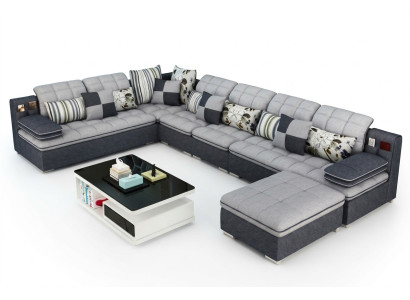 Muebles conjunto de salón Sofá de esquina de lujo en forma de U Sofás tapizados Sofá Relax Tela Asiento