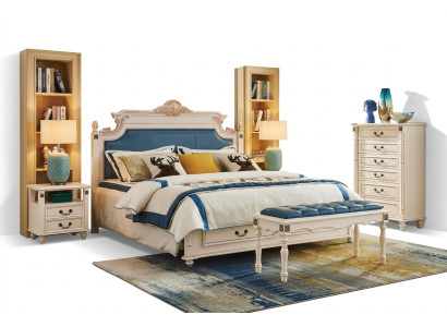 Cama tapizada de diseño de lujo cama doble hotel dormitorio barroco muebles de madera nuevos.