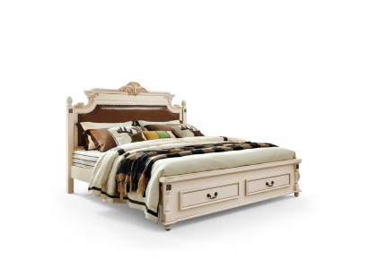 Cama tapizada de diseño de lujo doble camas de hotel dormitorio barroco muebles de madera nuevos
