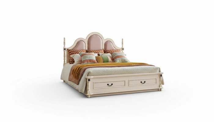 Cama tapizada de diseño de lujo doble cama de hotel dormitorio 180x200 cm de madera nuevo.