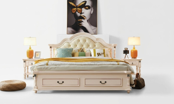Cama de madera cama diseño de lujo doble camas de hotel dormitorio 180x200 cm madera