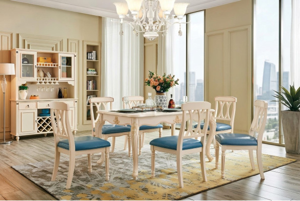 Comedor mesa de comedor 6 sillas conjunto de comedor de madera grupo de cocina aparador muebles nuevo 7 piezas.