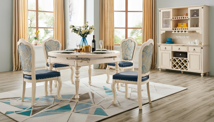 Juego clásico de comedor Mesa con 4 sillas Conjunto Grupo de sillas de mesa 5 piezas