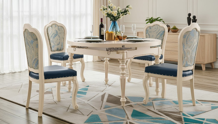 Mesa redonda de estilo barroco Mesa clásica de comedor Muebles Mesas de madera Muebles nuevos