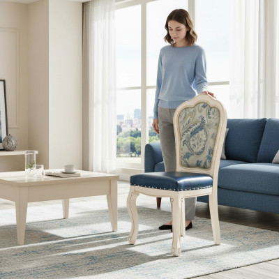 Silla Sillas Diseño Sillón Madera Tapizado Muebles clásicos de comedor Madera auténtica