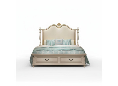Cama Acolchada Diseño Lujo Doble Camas de Hotel Reales de Madera Barroca Muebles Nuevos