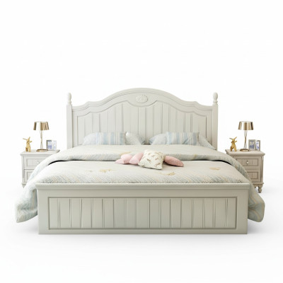 Juego de cama para dormitorio con 2 mesitas de noche, cama doble, juego completo de muebles de madera de 3 piezas.