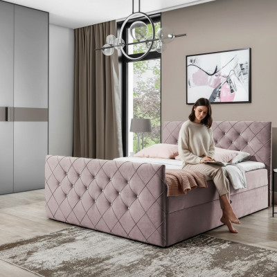 Chesterfield cama de resortes diseño de dormitorio cama doble de hotel con cajón de almacenamiento nuevo