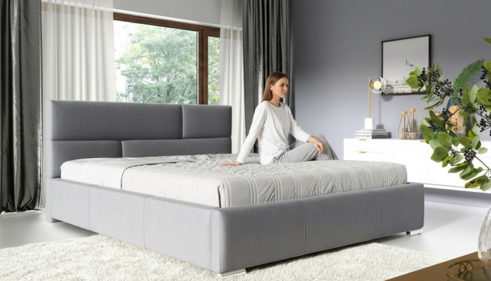 Cama Marco de cama Dormitorio Diseño Doble Hotel Moderno Tela Nuevo 180x200 Muebles