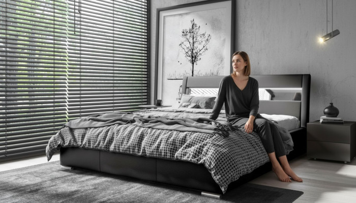 Marco de cama de madera Diseño de cama doble Hotel moderno Cama Dormitorio Muebles