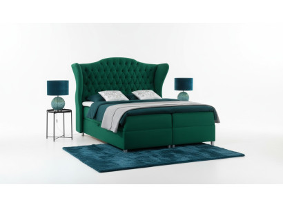 Camas boxspring Chesterfield, cama de hotel, dormitorio de terciopelo de lujo, muebles de terciopelo.